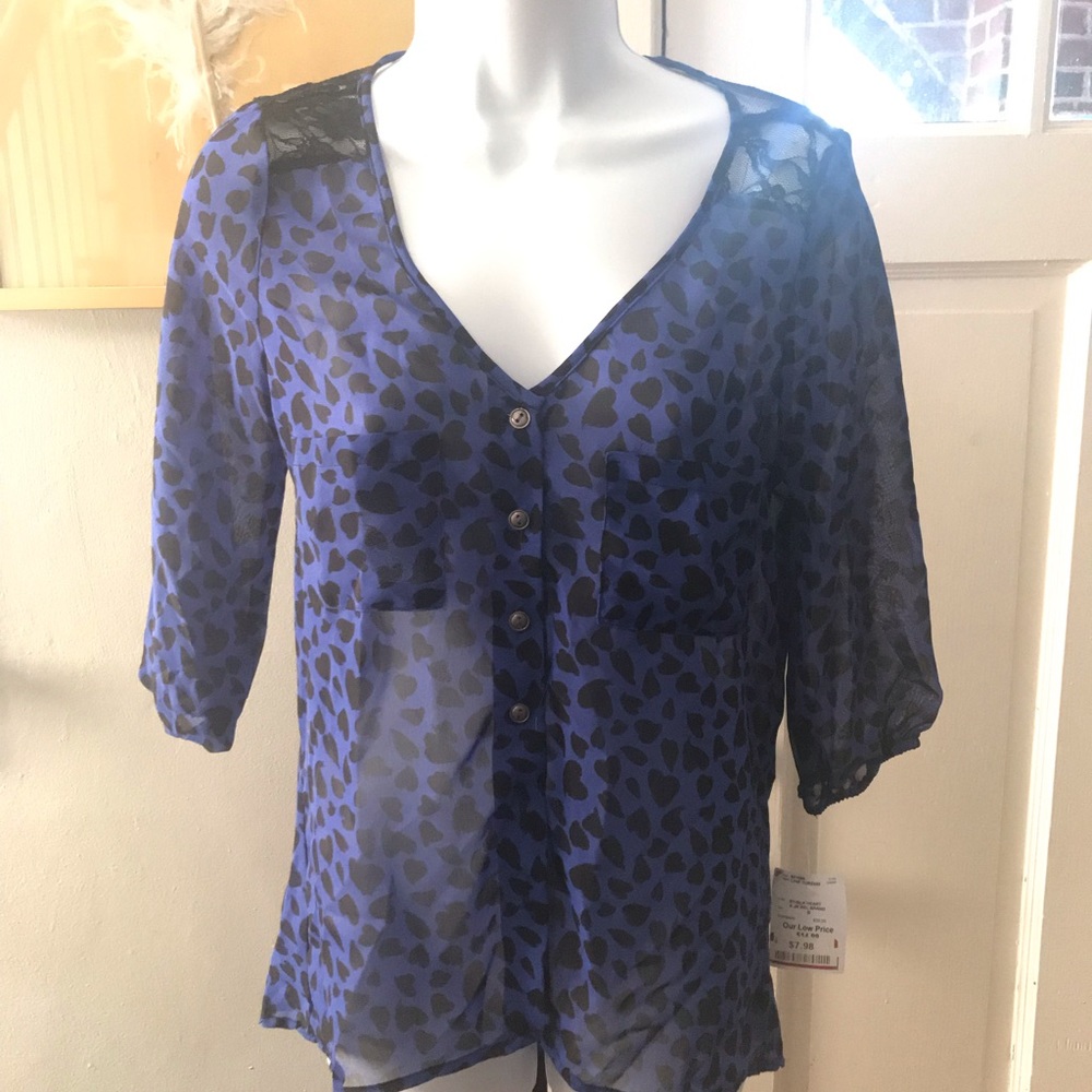 Mimi Chica size small sheer, leopard print blouse